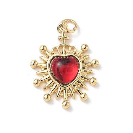 Heart Brass Pendants KK-D426-16B-G-1