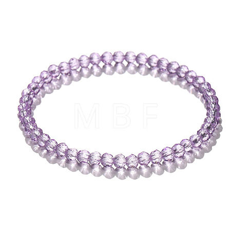 4mm Prism Faceted Rondelle Glass Beaded Stretch Bracelets for Women EH2213-3-1
