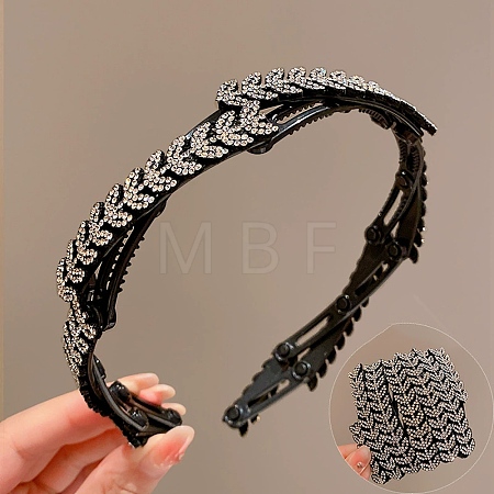 Plastic Rhinestone Hair Bands OHAR-B007-02-1