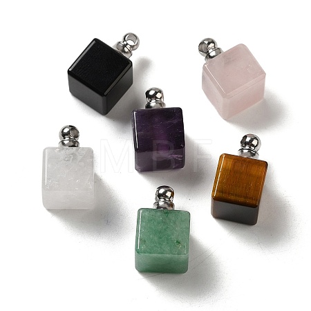 Natural Mixed Gemstone Perfume Bottle Pendants G-Z039-04P-1