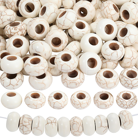 100Pcs Synthetic Howlite European Beads TURQ-PA0001-04A-1