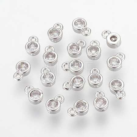 Brass Cubic Zirconia Charms ZIRC-P068-01P-1