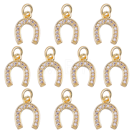 10Pcs Brass Micro Pave Cubic Zirconia Pendants KK-HY0004-47-1