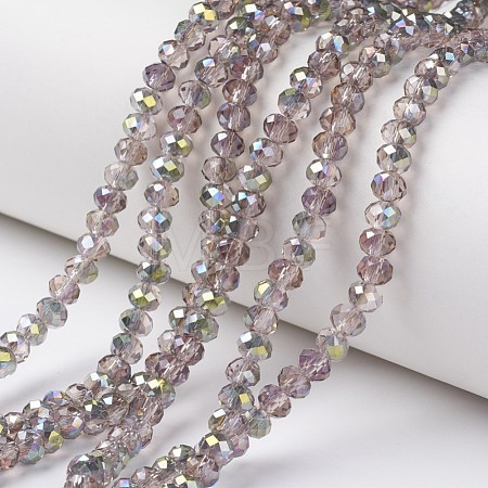 Electroplate Transparent Glass Beads Strands EGLA-A034-T6mm-S19-1