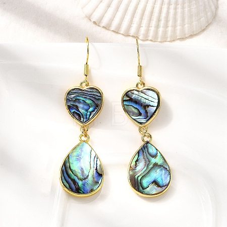 Brass Natural Abalone Shell Dangle Earrings EJEW-F388-01D-G-1