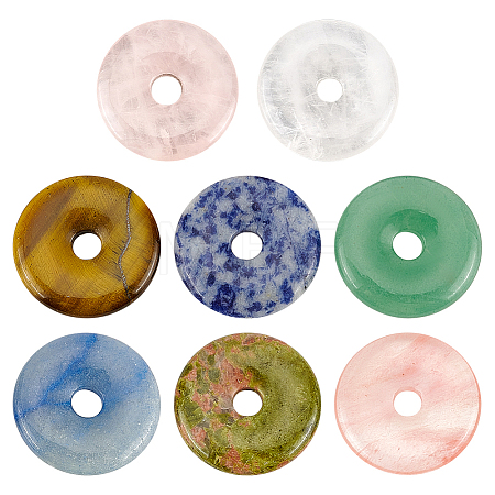 8Pcs 8 Styles Mixed Gemstones Pendants G-BC0001-55-1
