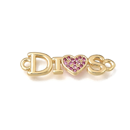 Brass Micro Pave Purple Cubic Zirconia Connector Charms KK-E802-06G-1