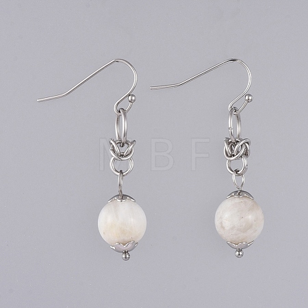 Natural White Moonstone Dangle Earrings X-EJEW-JE03934-05-1