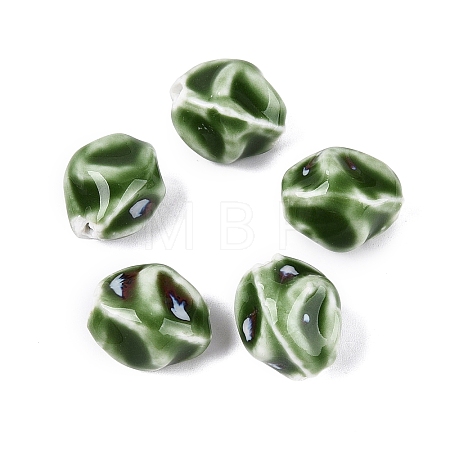 Vintage Handmade Porcelain Wrinkle Beads PORC-Q006-09D-1