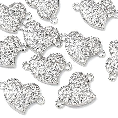 SHEGRACE Brass Micro Pave Clear Cubic Zirconia Connector Charms XGRQ3K904-563P-1