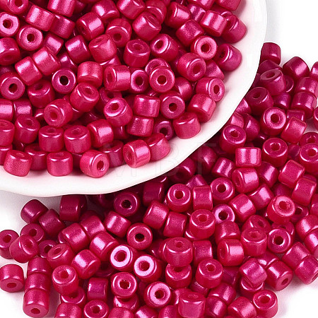 Baking Paint Pearlized Glass Seed Beads SEED-T008-03O-1