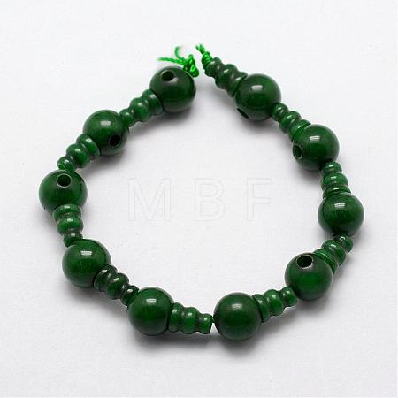 Natural Jade 3-Hole Guru Bead Strands G-K149-28-1
