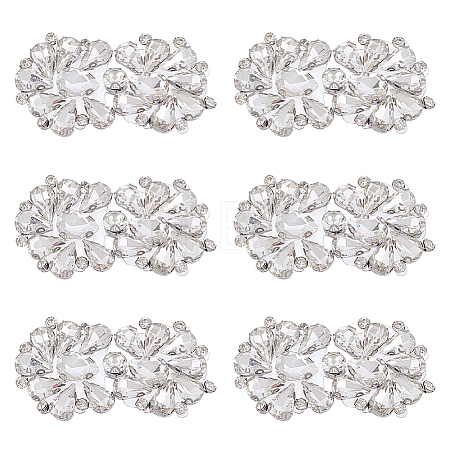 6Pcs Flower Glass Rhinestone Cabochons DIY-FG0010-18B-1
