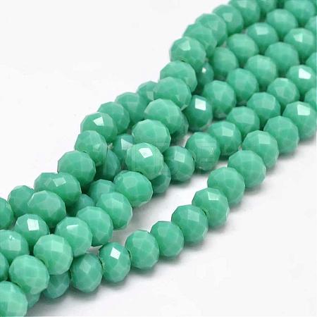 Faceted Rondelle Glass Beads Strands X-GLAA-I033-8mm-28-1