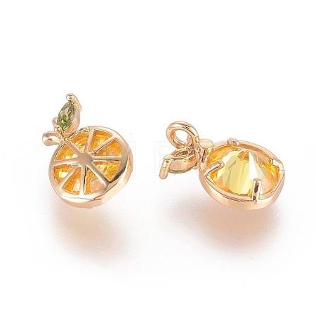 Brass Cubic Zirconia Charms X-KK-S348-323-1