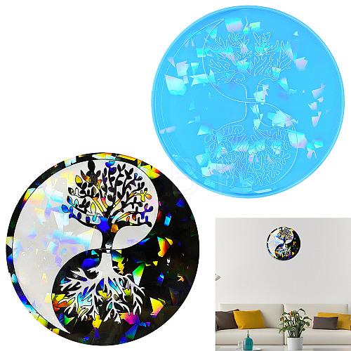 DIY Laser Effect Tai Ji & Tree of Life Pattern Display Decoration Silicone Molds SIL-WH0014-34A-1