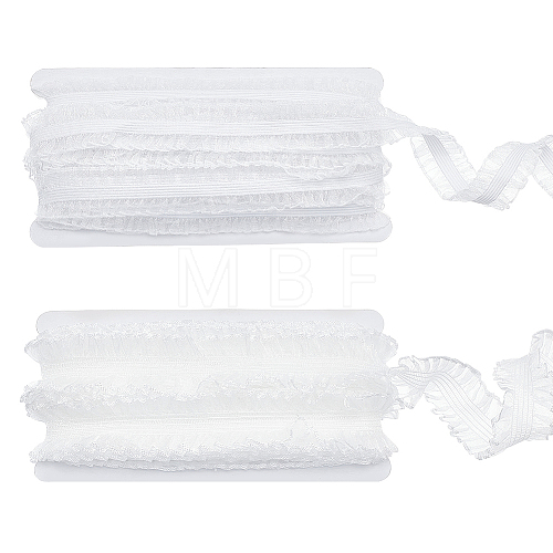 2 Cards 2 Styles Polycotton Pleated Elastic Lace Ribbon OCOR-FG0001-69A-1