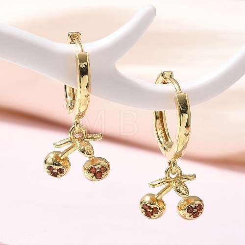 Brass Cubic Zirconia Hoop Earrings EJEW-Q015-01G-B-1