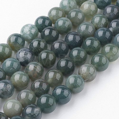 Natural Moss Agate Bead Strands G-G735-62-8mm-1