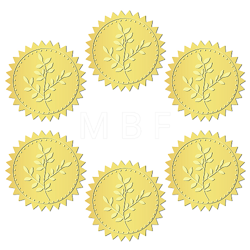 12 Sheets Self Adhesive Gold Foil Embossed Stickers DIY-WH0451-018-1