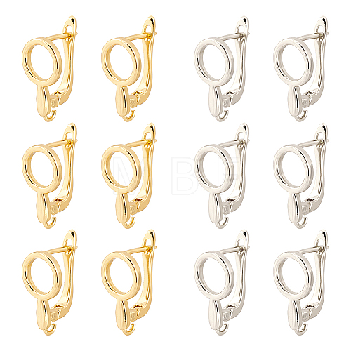 12Pcs 2 Colors Brass Hoop Earring Findings KK-BC0010-99-1