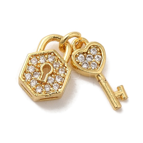 Brass Micro Pave Cubic Zirconia Charms KK-C072-27C-G-1