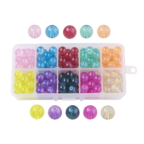 10 Colors Baking Painted Glass Beads DGLA-JP0001-10-10mm-1
