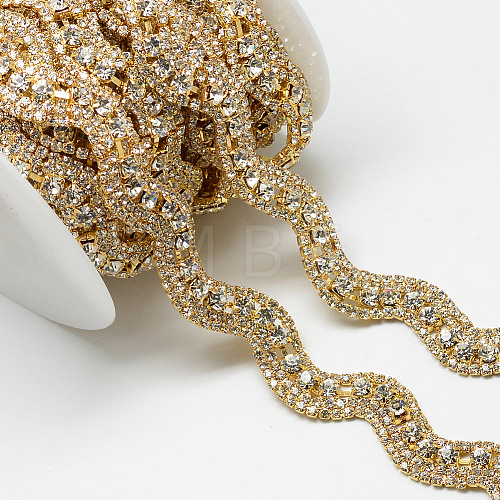 Wedding Dress Decorative Brass Rhinestone Chains CHC-R127-36-1