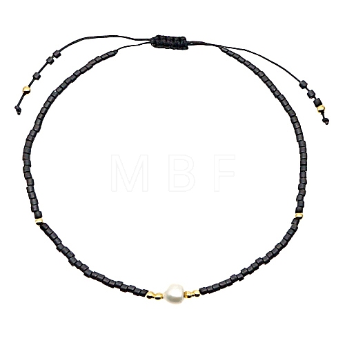 Glass Imitation Pearl & Seed Braided Bead Bracelets WO2637-17-1