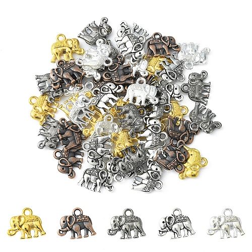 50Pcs 5 Colors Tibetan Style Alloy Charms FIND-FS0001-24-1