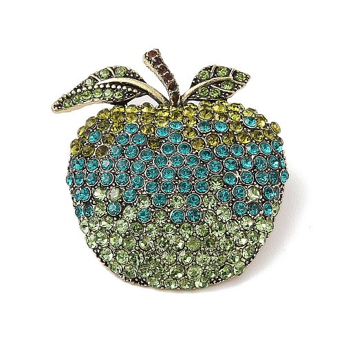 Teachers' Day Alloy Rhinestone Apple Brooches JEWB-S023-04B-1