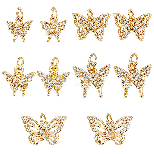   10Pcs 5 Style Brass Micro Pave Clear Cubic Zirconia Charms KK-PH0006-04-1