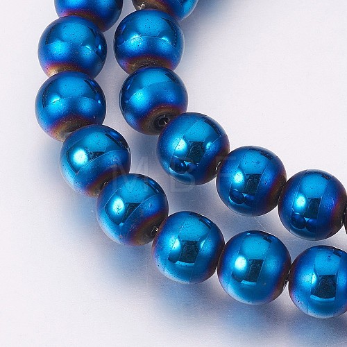 Electroplate Non-Magnetic Synthetic Hematite Beads Strands G-F585-C07-8mm-1