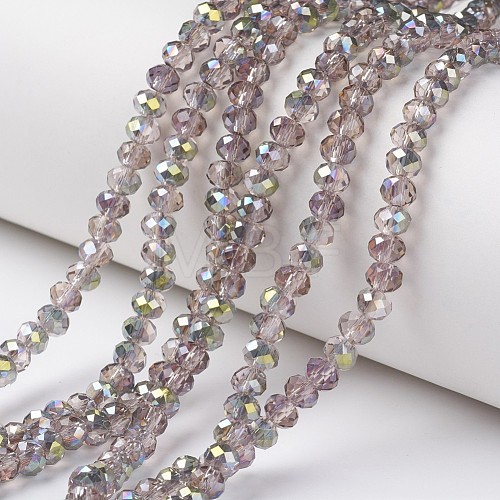 Electroplate Transparent Glass Beads Strands EGLA-A034-T6mm-S19-1