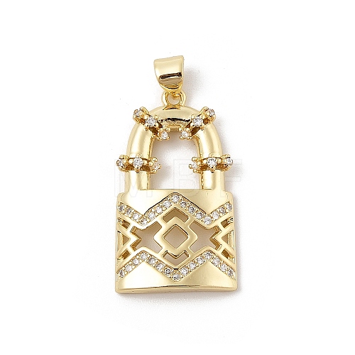 Brass Micro Pave Cubic Zirconia Pendants KK-U047-13G-1