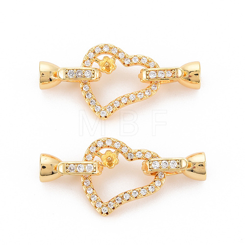 Brass Micro Pave Clear Cubic Zirconia Peg Bails Fold Over Clasps KK-S354-313-NF-1