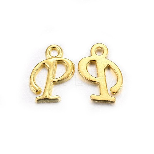 Golden Plated Alloy Letter Pendants X-PALLOY-J718-01G-P-1