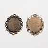 Oval Tibetan Style Alloy Cabochon Connector Settings PALLOY-K112-15AB-NR-2