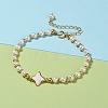 Natural White Shell Star Link Bracelets BJEW-JB05780-02-5