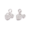 Brass Micro Pave Cubic Zirconia European Dangle Charms ZIRC-E163-13P-2