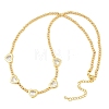 Brass Pave Clear Cubic Zirconia Heart Round Beaded Bib Necklaces for Women NJEW-F364-05G-4