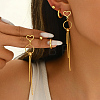 Stainless Steel Ring Tassel Earrings Sets OV1980-3-1