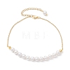 3Pcs 3 Colors Gemstone and Shell Pearl Round Beaded Ankelets AJEW-AN00707-3