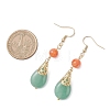 Natural Green Aventurine & Dyed Natural Malaysia Jade Dangle Earrings EJEW-JE06673-02-4