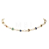 Natural Cultured Freshwater Pearl & Brass Glass Link Chains Necklaces for Women NJEW-JN06407-2