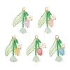 Glass with Opaque Acrylic Baeded Pendants PALLOY-MZ01190-1