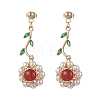 Flower 304 Stainless Steel Cubic Zirconia Dangle Stud Earrings EJEW-TA00800-03-2