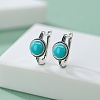 Half Round Synthetic Turquoise Hoop Earrings EJEW-C178-08-1