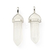 2Pcs Natural Quartz Crystal Double Terminated Pointed Pendants G-YW0002-05F-2
