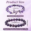 1Pc Natural Amethyst Round Beads Stretch Bracelets BJEW-PA0001-14-2